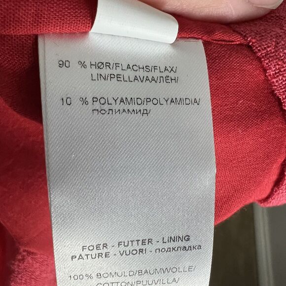 Q'Neel Nordic Design Linen Sleeveless Midi Dress Size 6 Coral Pockets Lagenlook - Picture 9 of 10